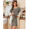 image:imageEkouaer Nightgowns for Women Cotton Sleepshirts Short Sleeve Nightshirt Tshirt Night Gown Casual Sleepdress Comfy NightdressWhite Bird