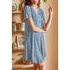 image:imageEkouaer Nightgowns for Women Short Sleeve House Dress Pleated Moo Moos V Neck Lounge Dress with PocketsBlue Floral