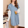 image:imageEkouaer Nightgowns for Women Short Sleeve House Dress Pleated Moo Moos V Neck Lounge Dress with PocketsBlue Floral