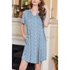image:imageEkouaer Nightgowns for Women Short Sleeve House Dress Pleated Moo Moos V Neck Lounge Dress with PocketsBlue Floral
