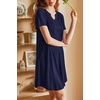image:imageEkouaer Nightgowns for Women Short Sleeve House Dress Pleated Moo Moos V Neck Lounge Dress with PocketsNavy Blue