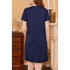 image:imageEkouaer Nightgowns for Women Short Sleeve House Dress Pleated Moo Moos V Neck Lounge Dress with PocketsNavy Blue