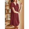 image:imageEkouaer Nightgowns for Women Short Sleeve House Dress Pleated Moo Moos V Neck Lounge Dress with PocketsWine Red