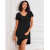 image:imageEkouaer Nightgowns for Women Short Sleeve Sleep Shirts Pleated Night Dress V Neck Night Shirts Soft House DressBlack
