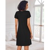 image:imageEkouaer Nightgowns for Women Short Sleeve Sleep Shirts Pleated Night Dress V Neck Night Shirts Soft House DressBlack