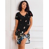 image:imageEkouaer Nightgowns for Women Short Sleeve Sleep Shirts Pleated Night Dress V Neck Night Shirts Soft House DressBlack Butterfly
