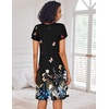 image:imageEkouaer Nightgowns for Women Short Sleeve Sleep Shirts Pleated Night Dress V Neck Night Shirts Soft House DressBlack Butterfly