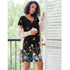 image:imageEkouaer Nightgowns for Women Short Sleeve Sleep Shirts Pleated Night Dress V Neck Night Shirts Soft House DressBlack Butterfly