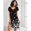 image:imageEkouaer Nightgowns for Women Short Sleeve Sleep Shirts Pleated Night Dress V Neck Night Shirts Soft House DressBlack Butterfly