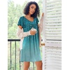 image:imageEkouaer Nightgowns for Women Short Sleeve Sleep Shirts Pleated Night Dress V Neck Night Shirts Soft House DressBlue Leaves