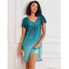 image:imageEkouaer Nightgowns for Women Short Sleeve Sleep Shirts Pleated Night Dress V Neck Night Shirts Soft House DressBlue Leaves