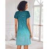 image:imageEkouaer Nightgowns for Women Short Sleeve Sleep Shirts Pleated Night Dress V Neck Night Shirts Soft House DressBlue Leaves