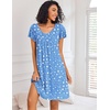 image:imageEkouaer Nightgowns for Women Short Sleeve Sleep Shirts Pleated Night Dress V Neck Night Shirts Soft House DressBlue Star