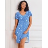 image:imageEkouaer Nightgowns for Women Short Sleeve Sleep Shirts Pleated Night Dress V Neck Night Shirts Soft House DressBlue Star