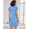 image:imageEkouaer Nightgowns for Women Short Sleeve Sleep Shirts Pleated Night Dress V Neck Night Shirts Soft House DressBlue Star