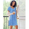 image:imageEkouaer Nightgowns for Women Short Sleeve Sleep Shirts Pleated Night Dress V Neck Night Shirts Soft House DressBlue Star
