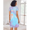 image:imageEkouaer Nightgowns for Women Short Sleeve Sleep Shirts Pleated Night Dress V Neck Night Shirts Soft House DressBlue Tie Dye