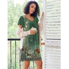 image:imageEkouaer Nightgowns for Women Short Sleeve Sleep Shirts Pleated Night Dress V Neck Night Shirts Soft House DressGreen Floral