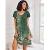image:imageEkouaer Nightgowns for Women Short Sleeve Sleep Shirts Pleated Night Dress V Neck Night Shirts Soft House DressGreen Floral