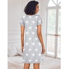 image:imageEkouaer Nightgowns for Women Short Sleeve Sleep Shirts Pleated Night Dress V Neck Night Shirts Soft House DressGrey Star