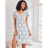 image:imageEkouaer Nightgowns for Women Short Sleeve Sleep Shirts Pleated Night Dress V Neck Night Shirts Soft House DressGrey Star