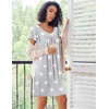 image:imageEkouaer Nightgowns for Women Short Sleeve Sleep Shirts Pleated Night Dress V Neck Night Shirts Soft House DressGrey Star