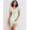 image:imageEkouaer Nightgowns for Women Short Sleeve Sleep Shirts Pleated Night Dress V Neck Night Shirts Soft House DressLight Green Floral