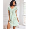 image:imageEkouaer Nightgowns for Women Short Sleeve Sleep Shirts Pleated Night Dress V Neck Night Shirts Soft House DressLight Green Floral