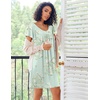 image:imageEkouaer Nightgowns for Women Short Sleeve Sleep Shirts Pleated Night Dress V Neck Night Shirts Soft House DressLight Green Floral