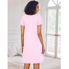 image:imageEkouaer Nightgowns for Women Short Sleeve Sleep Shirts Pleated Night Dress V Neck Night Shirts Soft House DressPink
