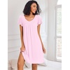 image:imageEkouaer Nightgowns for Women Short Sleeve Sleep Shirts Pleated Night Dress V Neck Night Shirts Soft House DressPink
