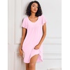 image:imageEkouaer Nightgowns for Women Short Sleeve Sleep Shirts Pleated Night Dress V Neck Night Shirts Soft House DressPink