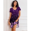 image:imageEkouaer Nightgowns for Women Short Sleeve Sleep Shirts Pleated Night Dress V Neck Night Shirts Soft House DressPurple Floral