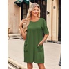 image:imageEkouaer Sleep Shirts for Women Nightgown Short Sleeves T shirt Night Dress Round Neck Womans Nightgown with Pocket SXXLArmy Green
