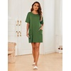 image:imageEkouaer Sleep Shirts for Women Nightgown Short Sleeves T shirt Night Dress Round Neck Womans Nightgown with Pocket SXXLArmy Green