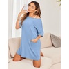 image:imageEkouaer Sleep Shirts for Women Nightgown Short Sleeves T shirt Night Dress Round Neck Womans Nightgown with Pocket SXXLBaby Blue