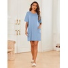 image:imageEkouaer Sleep Shirts for Women Nightgown Short Sleeves T shirt Night Dress Round Neck Womans Nightgown with Pocket SXXLBaby Blue