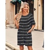 image:imageEkouaer Sleep Shirts for Women Nightgown Short Sleeves T shirt Night Dress Round Neck Womans Nightgown with Pocket SXXLBlack Stripe