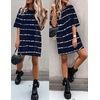 image:imageEkouaer Sleep Shirts for Women Nightgown Short Sleeves T shirt Night Dress Round Neck Womans Nightgown with Pocket SXXLBlack Stripe