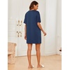 image:imageEkouaer Sleep Shirts for Women Nightgown Short Sleeves T shirt Night Dress Round Neck Womans Nightgown with Pocket SXXLBlue