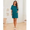 image:imageEkouaer Sleep Shirts for Women Nightgown Short Sleeves T shirt Night Dress Round Neck Womans Nightgown with Pocket SXXLBlue Green