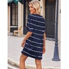 image:imageEkouaer Sleep Shirts for Women Nightgown Short Sleeves T shirt Night Dress Round Neck Womans Nightgown with Pocket SXXLBlue Stripe