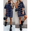 image:imageEkouaer Sleep Shirts for Women Nightgown Short Sleeves T shirt Night Dress Round Neck Womans Nightgown with Pocket SXXLBlue Stripe
