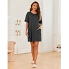 image:imageEkouaer Sleep Shirts for Women Nightgown Short Sleeves T shirt Night Dress Round Neck Womans Nightgown with Pocket SXXLGrey