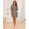 image:imageEkouaer Sleep Shirts for Women Nightgown Short Sleeves T shirt Night Dress Round Neck Womans Nightgown with Pocket SXXLLeopard