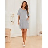 image:imageEkouaer Sleep Shirts for Women Nightgown Short Sleeves T shirt Night Dress Round Neck Womans Nightgown with Pocket SXXLLight Grey