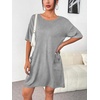 image:imageEkouaer Sleep Shirts for Women Nightgown Short Sleeves T shirt Night Dress Round Neck Womans Nightgown with Pocket SXXLLight Grey