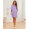 image:imageEkouaer Sleep Shirts for Women Nightgown Short Sleeves T shirt Night Dress Round Neck Womans Nightgown with Pocket SXXLLilac