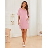 image:imageEkouaer Sleep Shirts for Women Nightgown Short Sleeves T shirt Night Dress Round Neck Womans Nightgown with Pocket SXXLPink