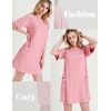 image:imageEkouaer Sleep Shirts for Women Nightgown Short Sleeves T shirt Night Dress Round Neck Womans Nightgown with Pocket SXXLPink
